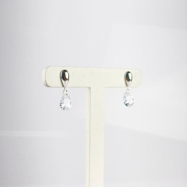 Brinco Base em Gota e Ponto de Luz Folheado a Prata