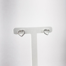 Brinco Coração Vazado com Zircônias Folheado a Prata