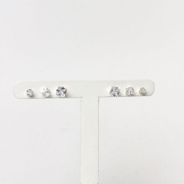 Brinco Trio Ponto de Luz Quadrado Folheado a Prata