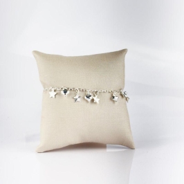 Pulseira Com Estrelas e Corações Folheada a Prata