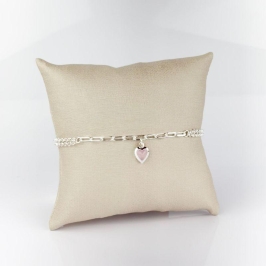 Pulseira Dupla Com Pingente de Coração Folheada a Prata