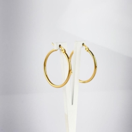 Brinco Argola Lisa  em Aço Inox 316L na Cor Dourada