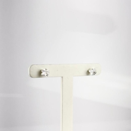 Brinco Ponto de Luz Quadrado Folheado a Prata