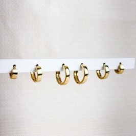 Brinco Trio de Argolinhas Lisas Folheado a Ouro 18K