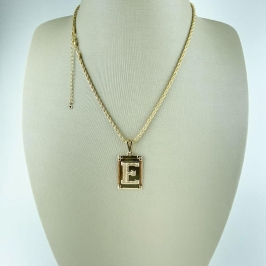 Colar Cordão Baiano com Pingente E Letra Folheado a Ouro 18k