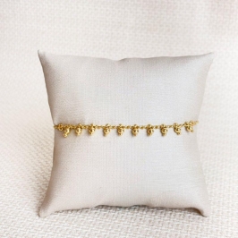 Pulseira Com Pingentes de Bolinhas Folheada a Ouro 18K