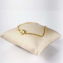Pulseira Pingente de Girassol Folheada a Ouro 18K