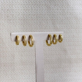 Brinco Trio Argolinhas em Zircônias Folheado a Ouro 18k