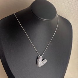Colar de Coração em Zircônias Folheado a Prata