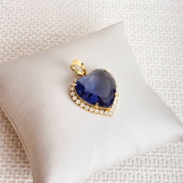 Pingente Coração Lilás Folheado a Ouro 18k