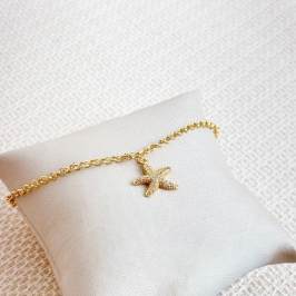 Tornozeleira Estrela do Mar Folheada a Ouro 18k
