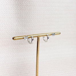 Brinco Duo Coração e Argolinha Lisa Folheado a Prata