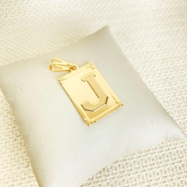 Pingente de Letra J Folheado a Ouro 18k
