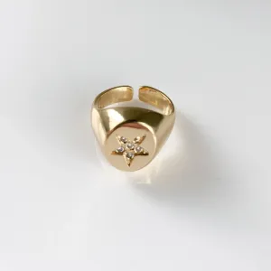 Anel Ajustável Dedinho Estrela com Zircônia Cravejada