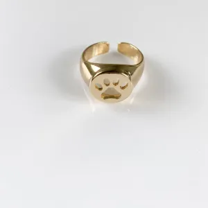 Anel Ajustável Mindinho Patinha de Pet Folheado a Ouro 18k