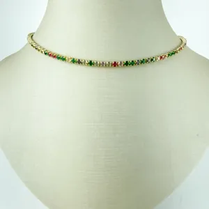 Choker Riviera Colorida Folheado a Ouro 18k