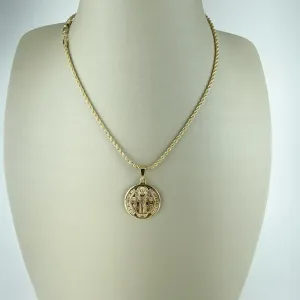 Colar Cordão Baiano com Pingente São Bento Folheado a Ouro 18k