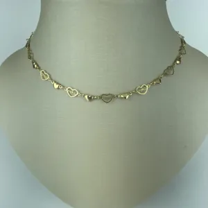 Choker com Corações e Amor Folheado a Ouro 18k