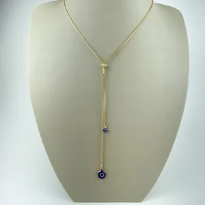 Colar Gravatinha Olho Grego Folheado a Ouro 18k