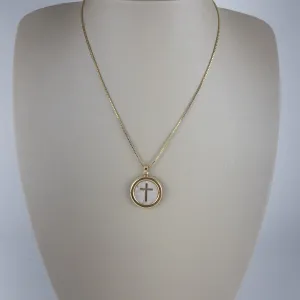 Colar Veneziana com Pingente Cruz Vazada Folheado a Ouro 18k