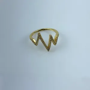 Anel Linha da Vida Cravejada em Zircônias Folheado a Ouro 18k