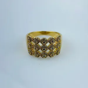 Anel 15 Círculos Cravejado em Zircônia Folheado a Ouro 18k