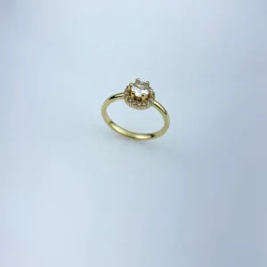 Anel em Zircônias Folheado a Ouro 18k