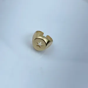 Anel Ajustável Mindinho Estrela Vazada Folheado a Ouro 18k