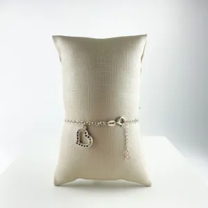 Pulseira com Pingente de Coração Vazado e Zircônias Coloridas em Prata 925