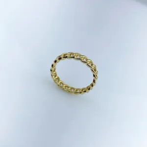 Anel Design de Corrente Groumet  Folheado a Ouro 18k