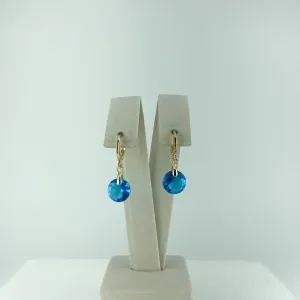 Brinco Argola com Ponto de Luz Azul Folheado a Ouro 18k