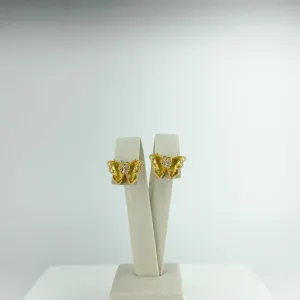 Brinco Design Borboleta Folheado a Ouro 18k