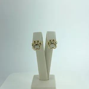 Brinco Design Patinha Pet Vazada Folheado a Ouro 18k