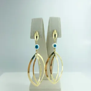 Brinco Gota Vazada com Olho Grego Folheado a Ouro 18k