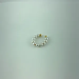 Piercing Fake de Pérolas Folheado a Ouro 18k