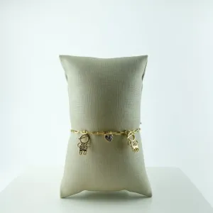 Pulseira Cartier com 2 Meninos e 1 Coração com Zircônia Folheado a Ouro 18k