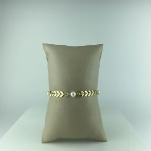 Pulseira Elo Escama de Peixe e Pérolas Folheada 18K