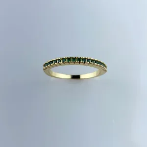 Anel Aparador com Zircônia Verde Folheda a Ouro 18k