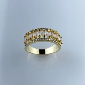 Anel com Zircônia Rosa Claro Folheado a Ouro 18k