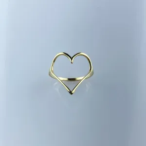 Anel Design de Coração Vazado Folheado a Ouro 18k