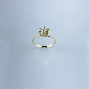 Anel Solitário com Pérola Folheado a Ouro 18k