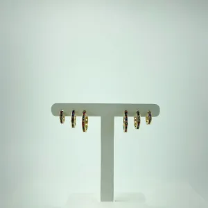 Brinco Trio Argolinha Cravejada com Zircônia Folheado a Ouro 18k