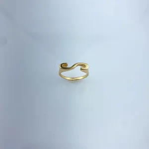 Anel Ajustável Letra S Folheado a Ouro 18k