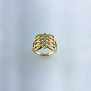 Anel com Trama Folheado a Ouro 18k
