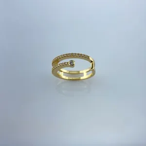 Anel Aro Duplo Cravejados com Zircônia Folheado a Ouro 18k
