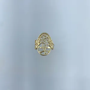 Anel Árvore da Vida Folheado a Ouro 18k