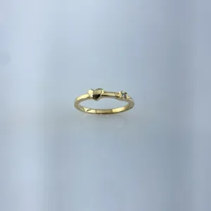 Anel com Coração e Zircônia Folheado a Ouro 18k