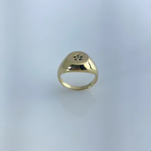 Anel com Estrela Cravejada com Zircônia Colorida Folheado a Ouro 18k