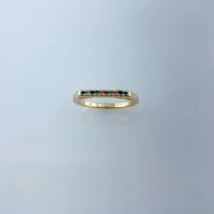 Anel com Minizircônias Coloridas Folheado a Ouro 18k