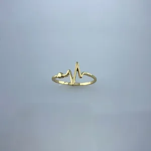Anel Design Batimentos Cardíacos Folheado a Ouro 18k